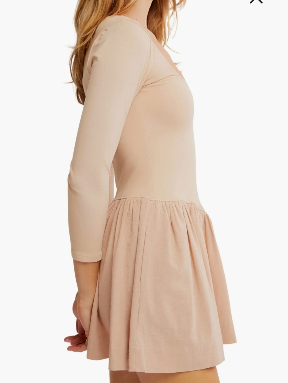 Free People Onda Long Sleeve Strech Cotton Mini Dress Size Small - Picture 2 of 4